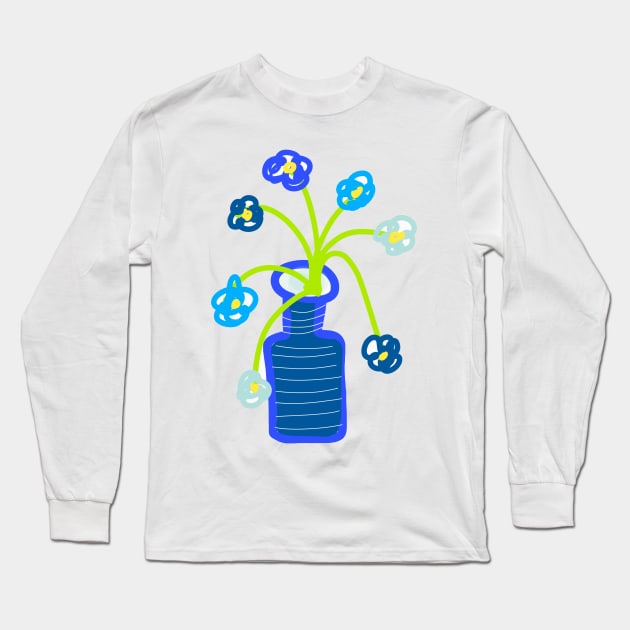 BLUE FLOWERS IN BLUE VASE Long Sleeve T-Shirt by aroba